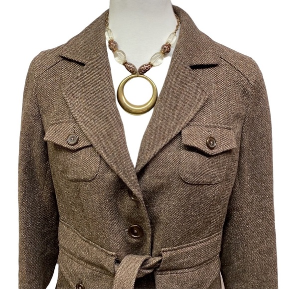 Anthro Allegory Tweed Wool Brown Jacket - Picture 2 of 7